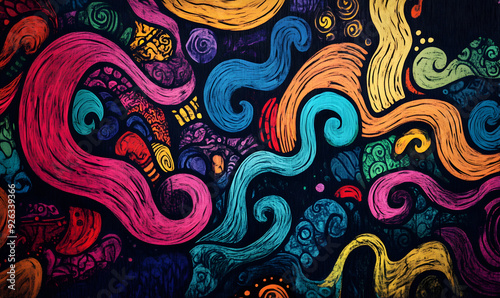 hand drawn abstract doodle style