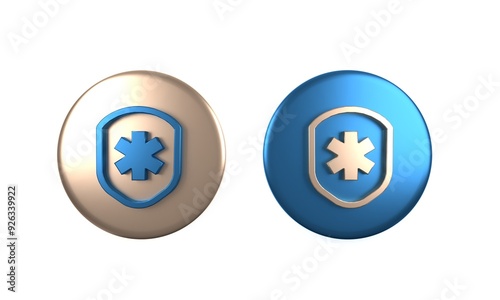 Free Download Colorful Medical shield with cross icon isolated on white background. Protection, safety, password security. Circle button. 3D render illustration - GFXLoad