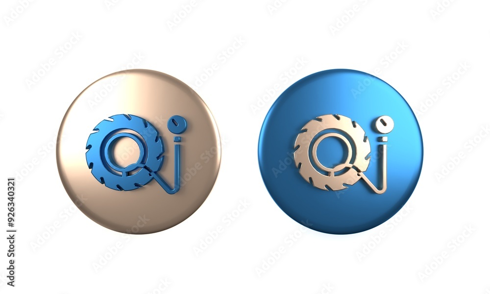Colorful Tire pressure gauge icon isolated on white background. Checking tire pressure. Gauge, manometer. Car safe concept. Circle button. 3D render illustration Colorful Tire pressure gauge icon isolated on white background. Checking tire pressure. Gauge, manometer. Car safe concept. Circle button. 3D render illustration