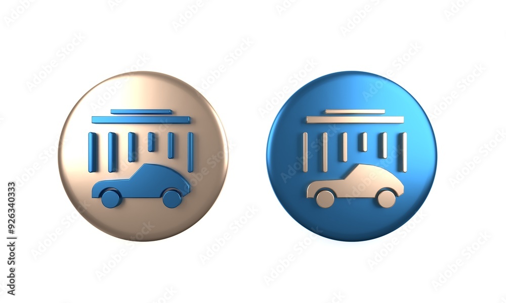 Colorful Car wash icon isolated on white background. Carwash service and water cloud icon. Circle button. 3D render illustration Colorful Car wash icon isolated on white background. Carwash service and water cloud icon. Circle button. 3D render illustration