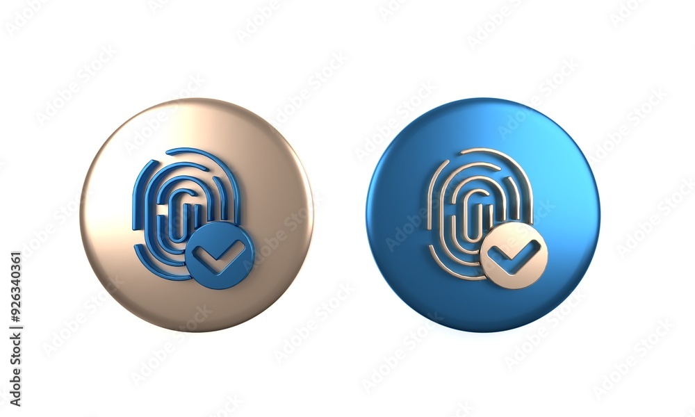 Colorful Fingerprint icon isolated on white background. ID app icon. Identification sign. Touch id. Circle button. 3D render illustration Colorful Fingerprint icon isolated on white background. ID app icon. Identification sign. Touch id. Circle button. 3D render illustration