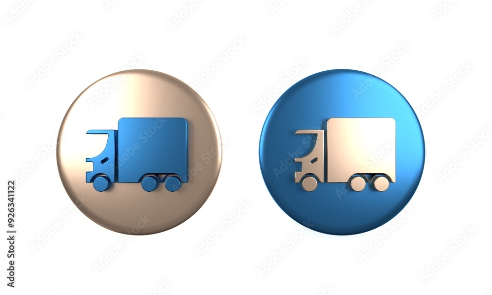 Colorful Delivery cargo truck vehicle icon isolated on white background. Circle button. 3D render illustration Colorful Delivery cargo truck vehicle icon isolated on white background. Circle button. 3D render illustration
