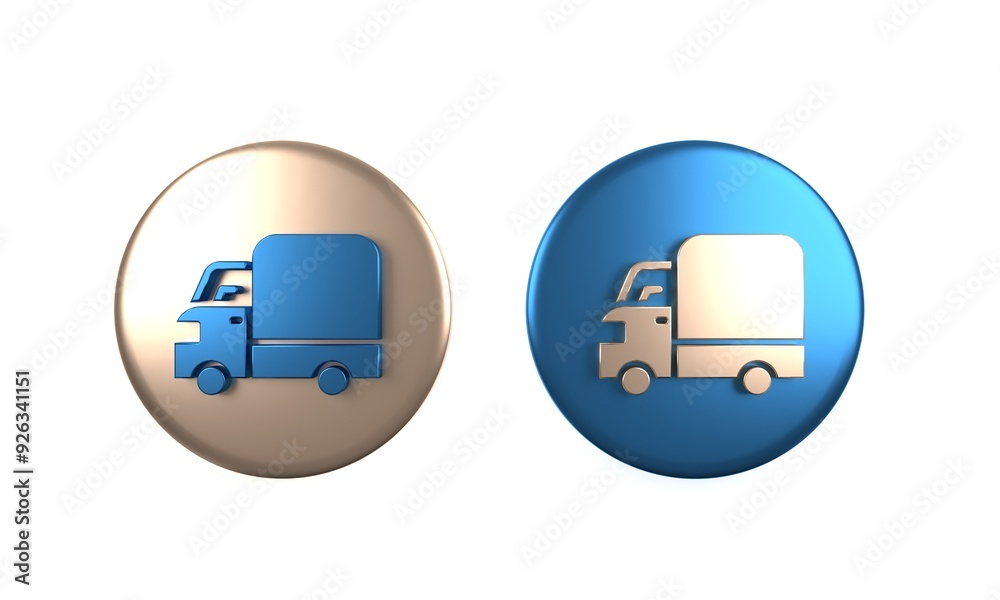 Colorful Delivery cargo truck vehicle icon isolated on white background. Circle button. 3D render illustration Colorful Delivery cargo truck vehicle icon isolated on white background. Circle button. 3D render illustration