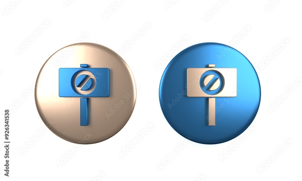 Colorful Protest icon isolated on white background. Meeting, protester, picket, speech, banner, protest placard. Circle button. 3D render illustration Colorful Protest icon isolated on white background. Meeting, protester, picket, speech, banner, protest placard. Circle button. 3D render illustration
