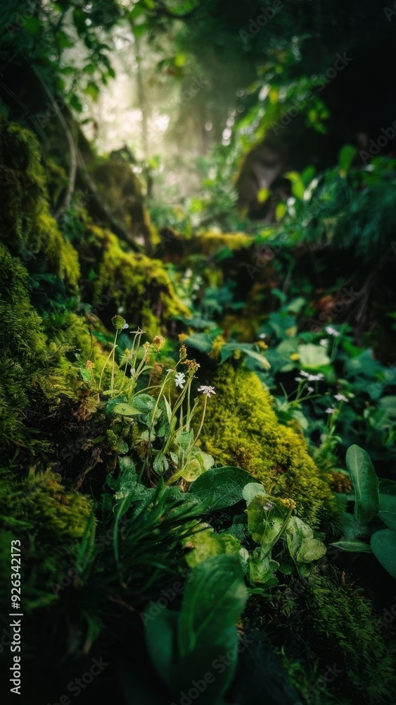 Serene green forest with sunlight shining through trees, creating a peaceful atmosphere and natural beauty, perfect for nature, tranquility, and outdoor scenery concepts Serene green forest with sunlight shining through trees, creating a peaceful atmosphere and natural beauty, perfect for nature, tranquility, and outdoor scenery concepts
