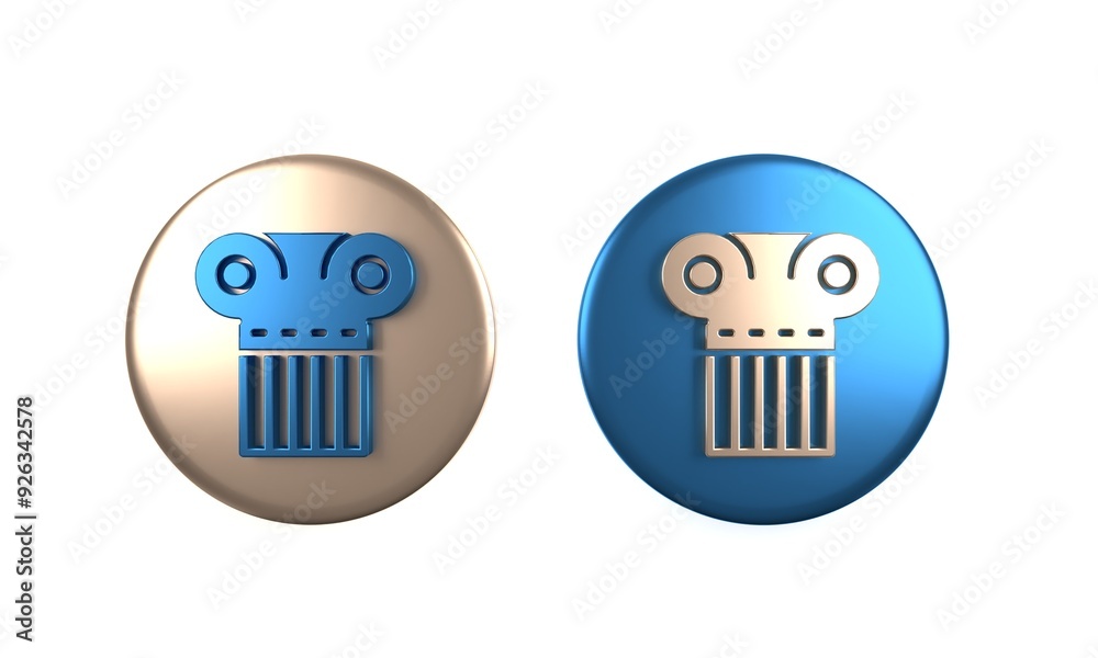 Colorful Ancient column icon isolated on white background. Circle button. 3D render illustration Colorful Ancient column icon isolated on white background. Circle button. 3D render illustration