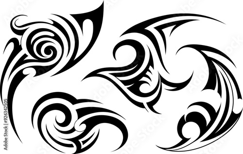 Tribal art tattoo set