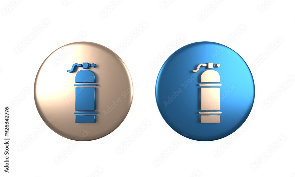 Colorful Aqualung icon isolated on white background. Oxygen tank for diver. Diving equipment. Extreme sport. Sport equipment. Circle button. 3D render illustration Colorful Aqualung icon isolated on white background. Oxygen tank for diver. Diving equipment. Extreme sport. Sport equipment. Circle button. 3D render illustration