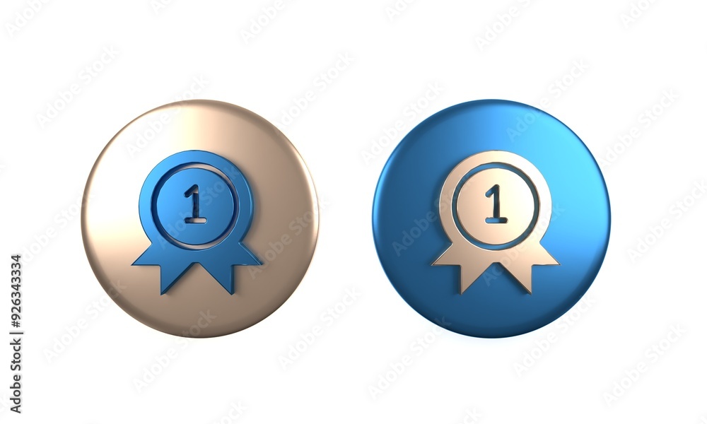 Colorful Medal icon isolated on white background. Winner achievement sign. Award medal. Circle button. 3D render illustration Colorful Medal icon isolated on white background. Winner achievement sign. Award medal. Circle button. 3D render illustration