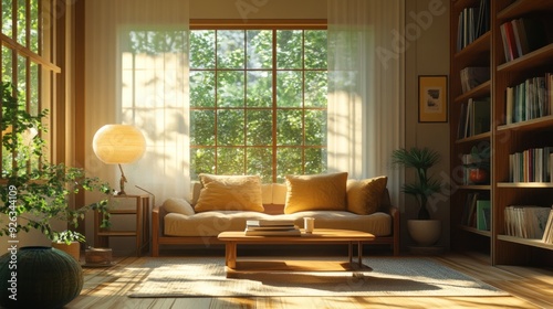Wallpaper Mural Sunlight Streaming Through a Window in a Cozy Living Room Torontodigital.ca