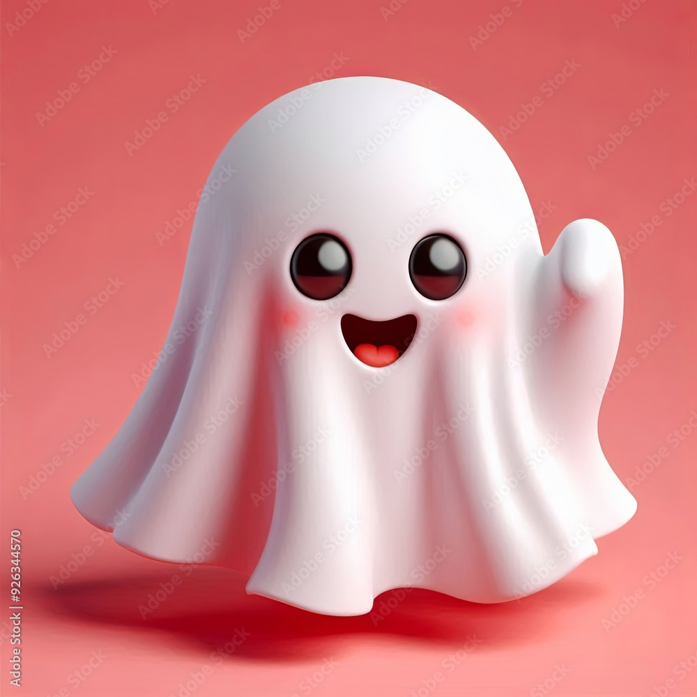 Cute Silly ghost with a sheet 3d Generative aI Cute Silly ghost with a sheet 3d Generative aI