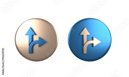 Free Download Colorful Road traffic sign. Signpost icon isolated on white background. Pointer symbol. Isolated street information sign. Direction sign. Circle button. 3D render illustration - GFXLoad