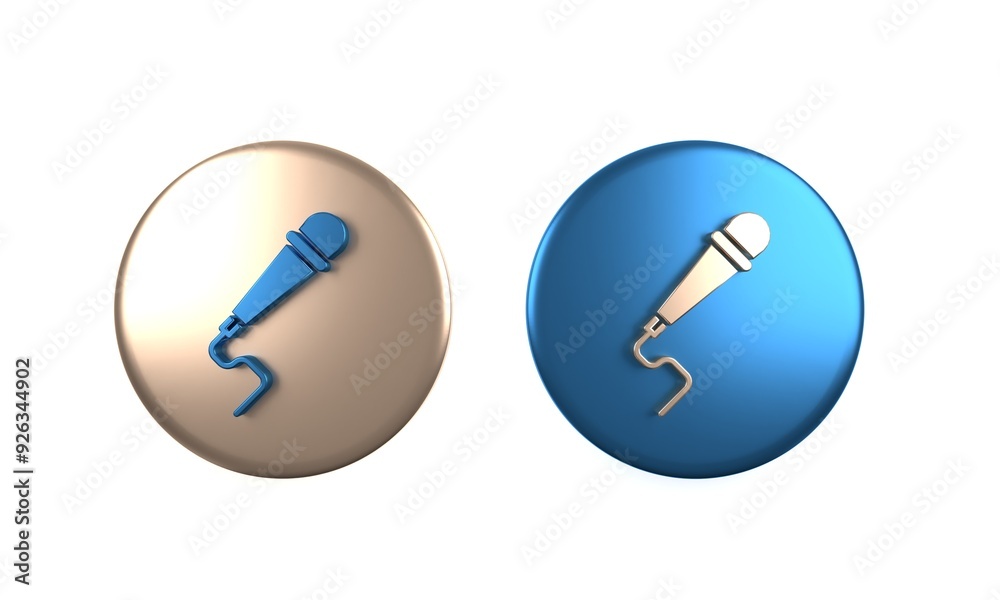 Colorful Microphone icon isolated on white background. On air radio mic microphone. Speaker sign. Circle button. 3D render illustration Colorful Microphone icon isolated on white background. On air radio mic microphone. Speaker sign. Circle button. 3D render illustration