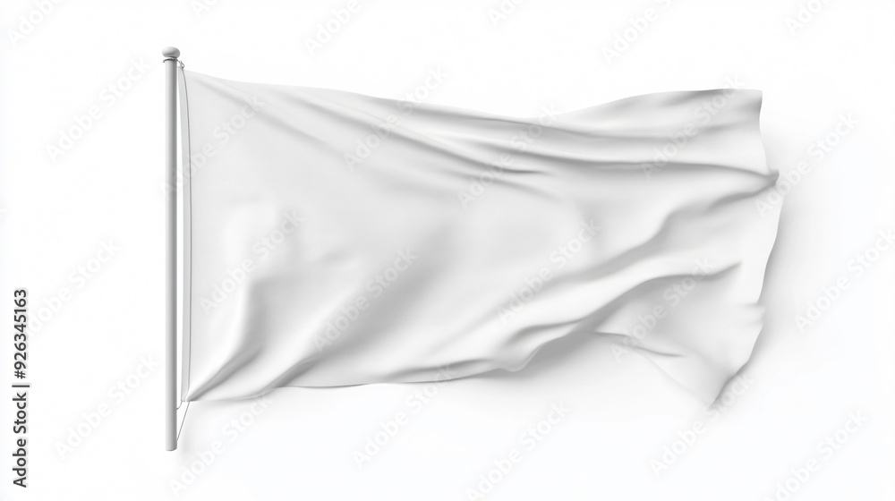 Fototapeta premium Blank Flag Isolated on White Mockup for Design