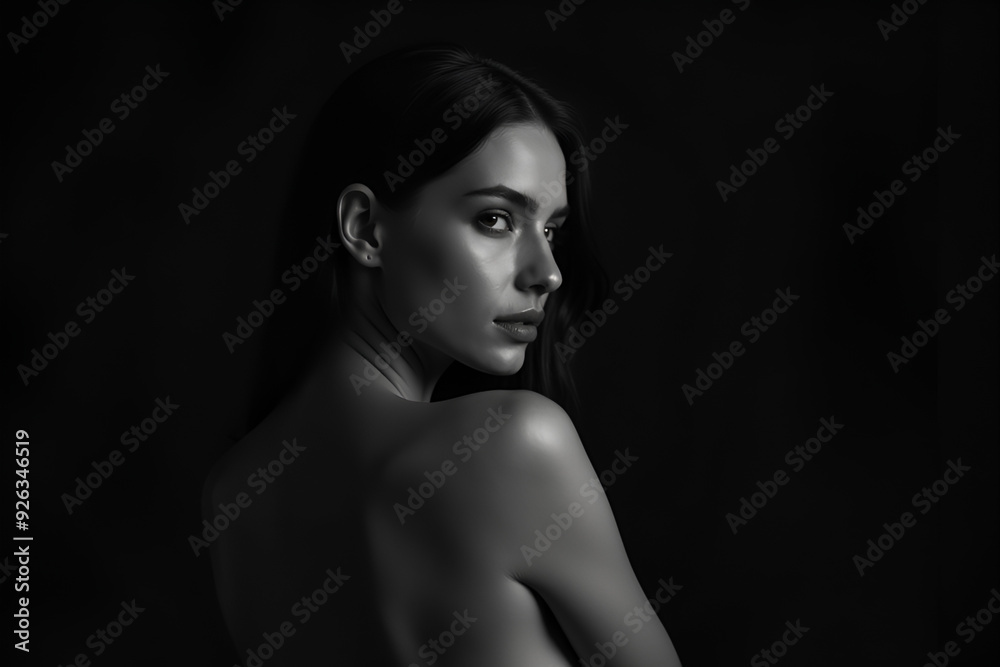 Timeless Black-and-White Portrait of a Beautiful Woman in Soft, Moody Lighting with Vintage Film Photography Inspiration Timeless Black-and-White Portrait of a Beautiful Woman in Soft, Moody Lighting with Vintage Film Photography Inspiration