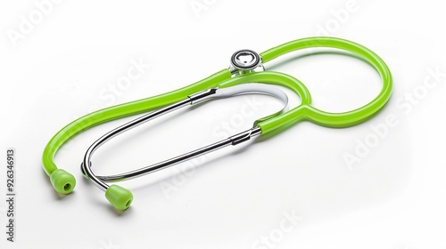 Modern Green Stethoscope Isolated on White Background for Medical Design Concept