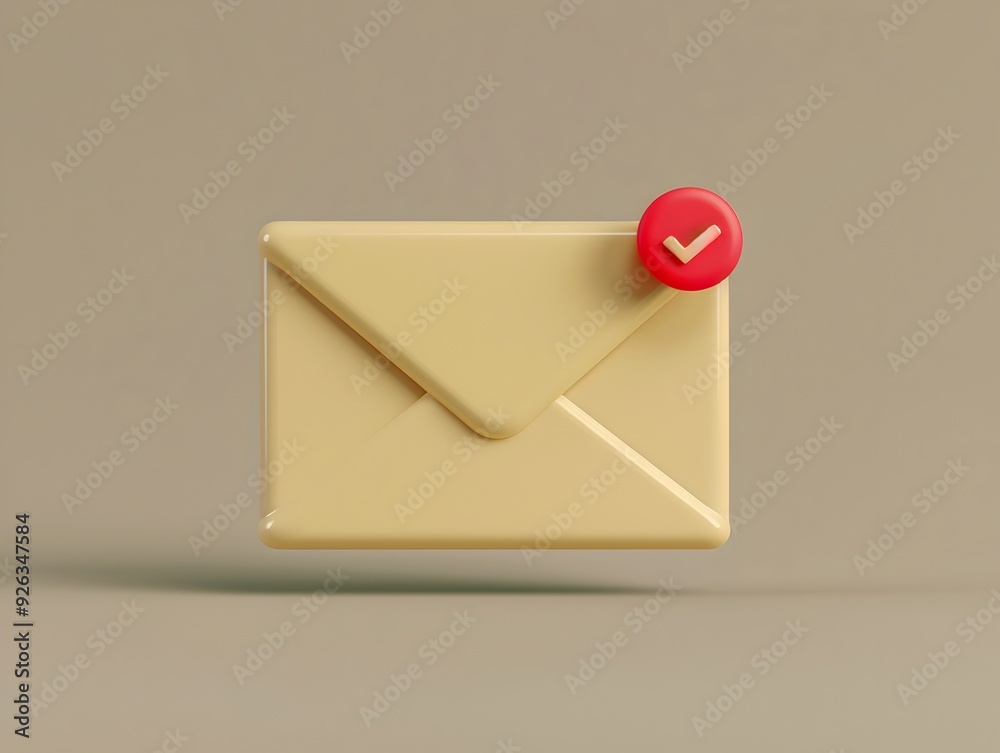 Classic Email Icon with Envelope and Stamp on Neutral Background Classic Email Icon with Envelope and Stamp on Neutral Background