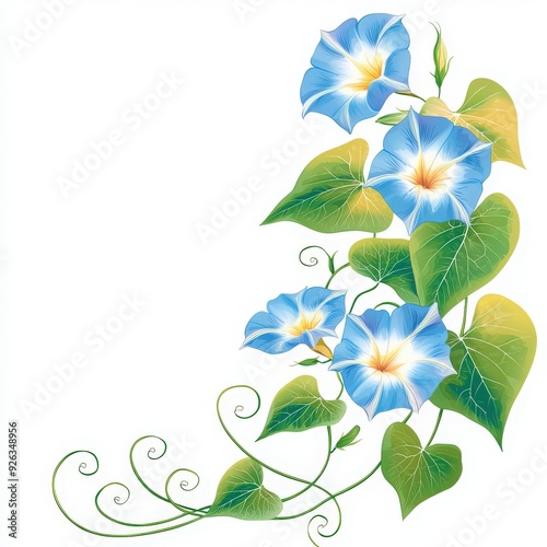 Beautiful blue flowers with green leaves, perfect for illustrating nature, spring themes, or decorative designs.