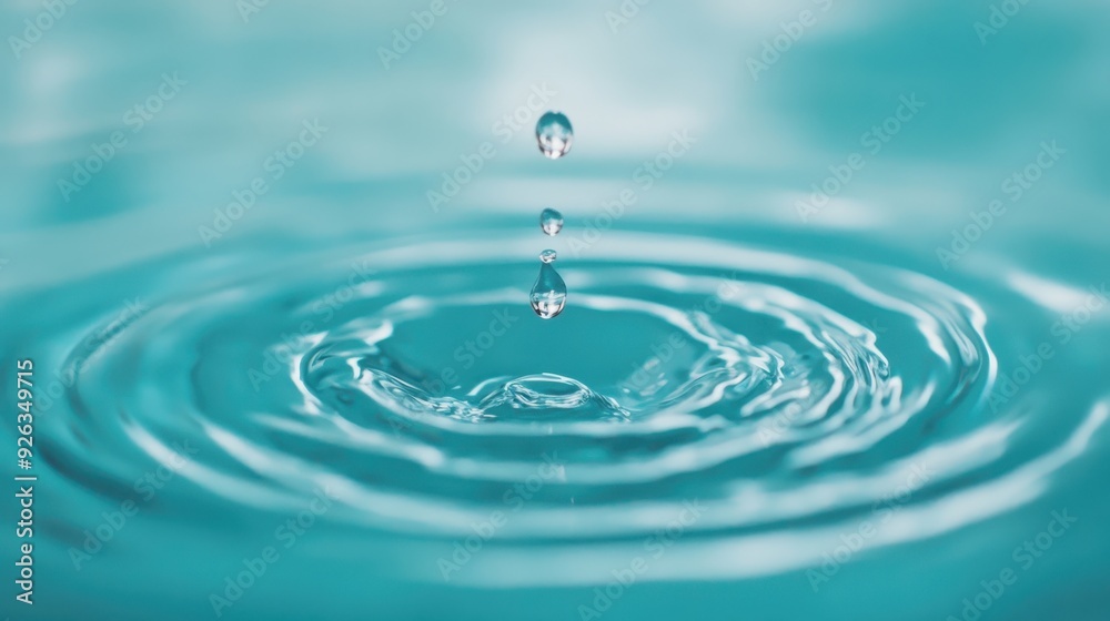 The image portrays a single water droplet falling into a body of water, creating concentric ripples. The serene environment highlights the delicate interaction of water with natural elements. The image portrays a single water droplet falling into a body of water, creating concentric ripples. The serene environment highlights the delicate interaction of water with natural elements.
