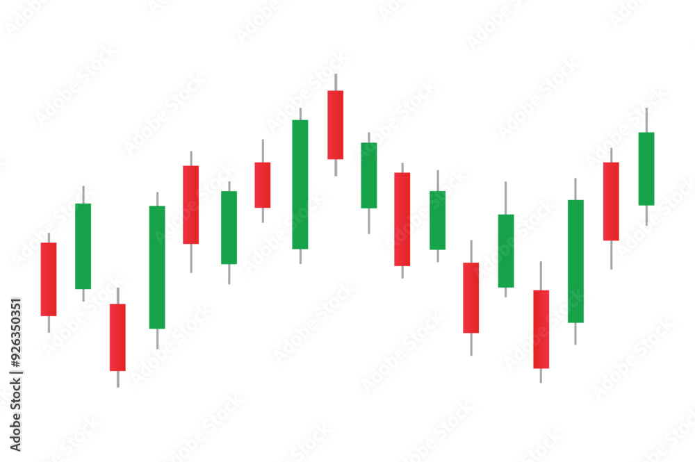 Stock market bar graph, candlestick chart, finance trade data, vector illustration.