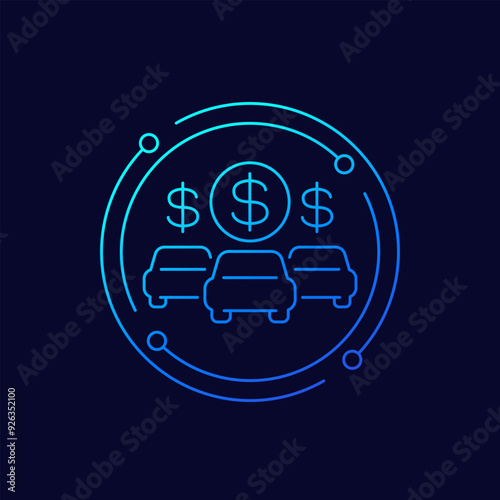 car fleet costs icon, linear design