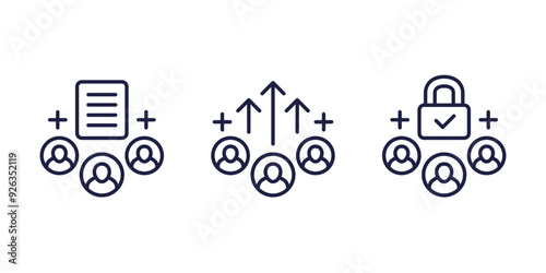collect user data line icons, vector set