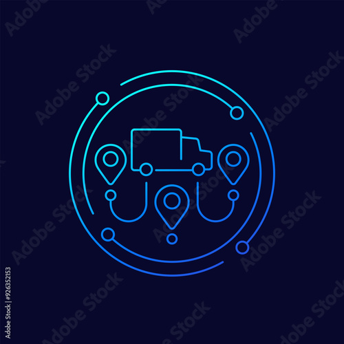delivery icon with a van, linear design