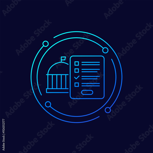 Digital government, online voting icon, linear design