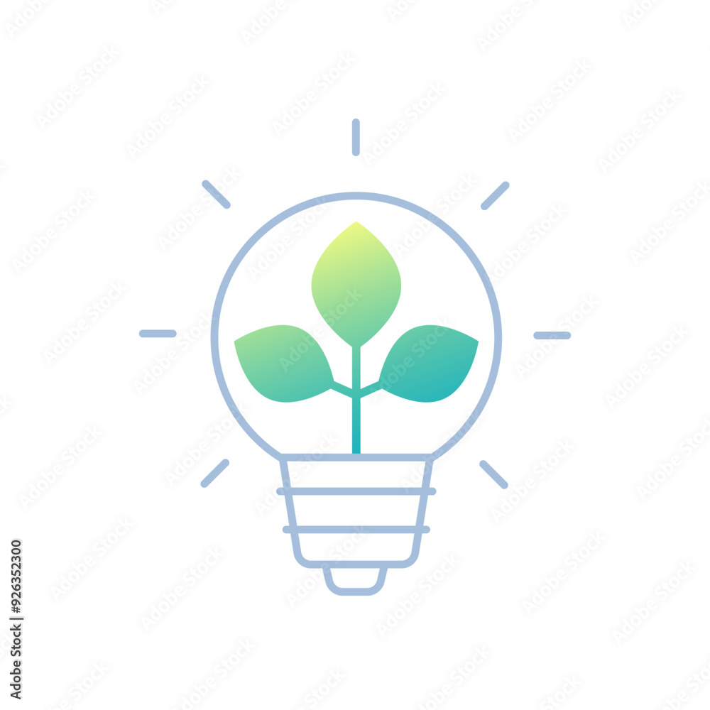 light bulb and plant icon on white, vector light bulb and plant icon on white, vector