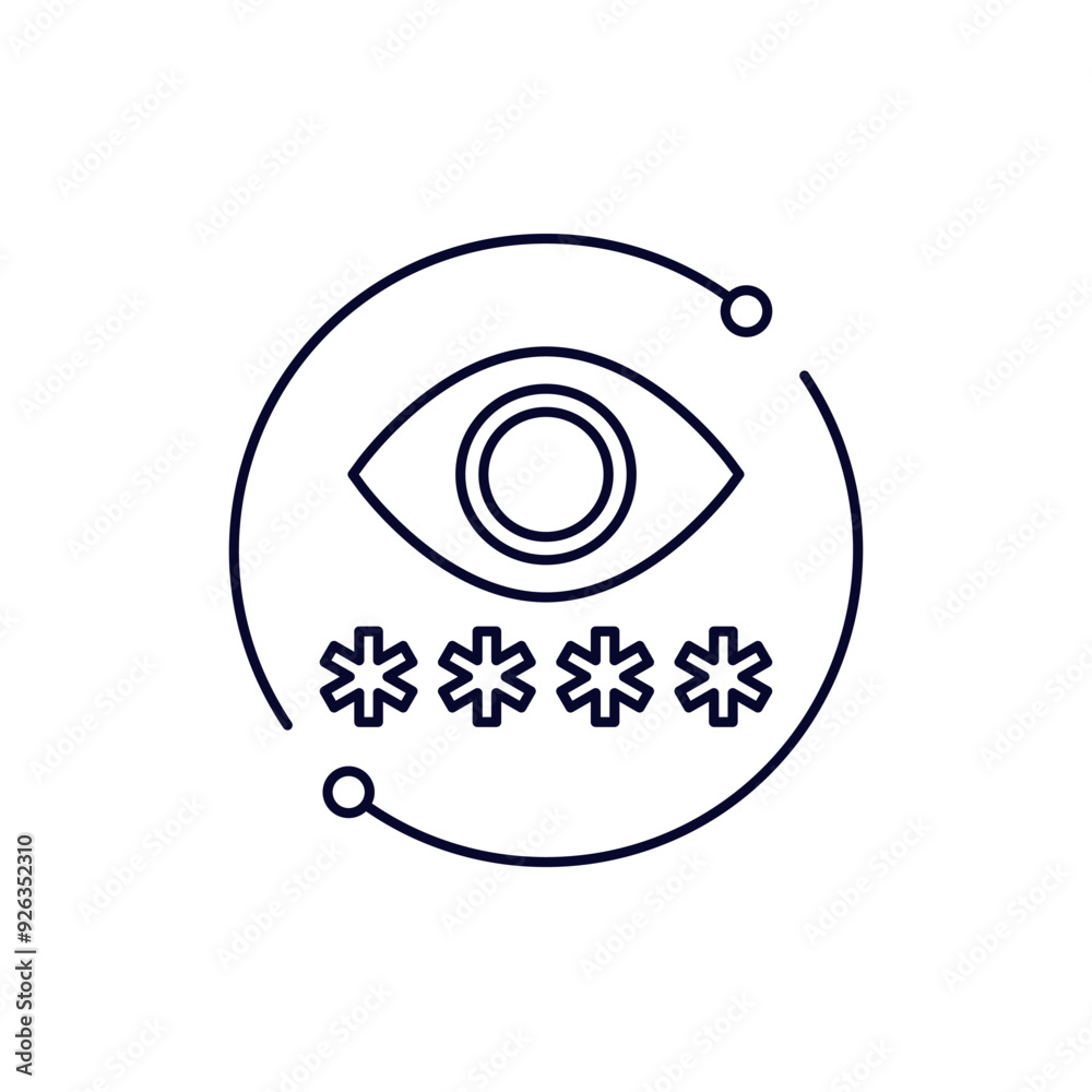 Parental control icon with password and eye, line vector Parental control icon with password and eye, line vector