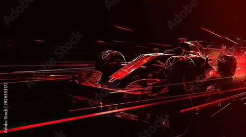 Dynamic Red Arrow Symbolizing F1 Car Speed and Precision on Black Background