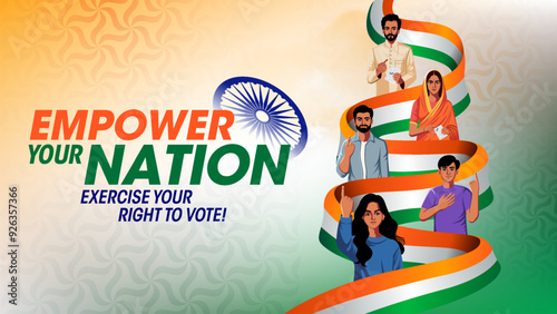 Empower Your Nation Voting Awareness Campaign Featuring Diverse Voters-Vector Design