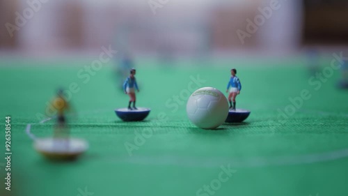playing  classic table football game 4k