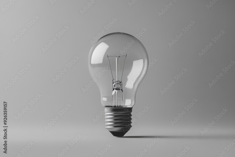 Elegant light bulb with a clear design against a simple gray background Elegant light bulb with a clear design against a simple gray background