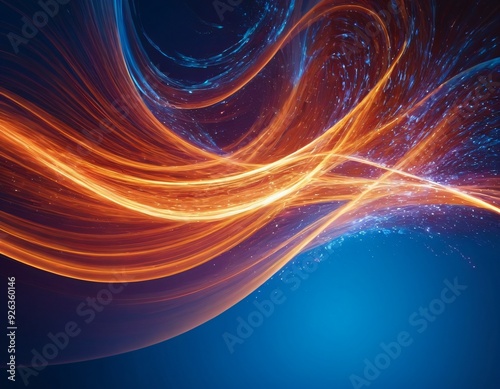 Modern abstract high-speed movement. Colorful dynamic motion on blue background. Movement sport pattern for banner or poster design background concept. Ai generated image. 