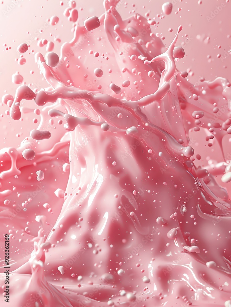 illustration of splashing porcine collagen on a clean background, colorful and suitable for advertising, ample copy space,