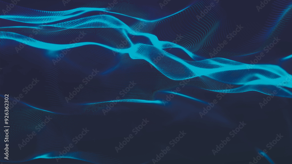 Fototapeta premium Futuristic particle wave. Abstract technology background. Big data visualization. Vector illustration