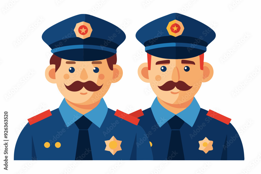 Russian police officers on a white background. Vector illustration
Russian police officers on a white background. Vector illustration