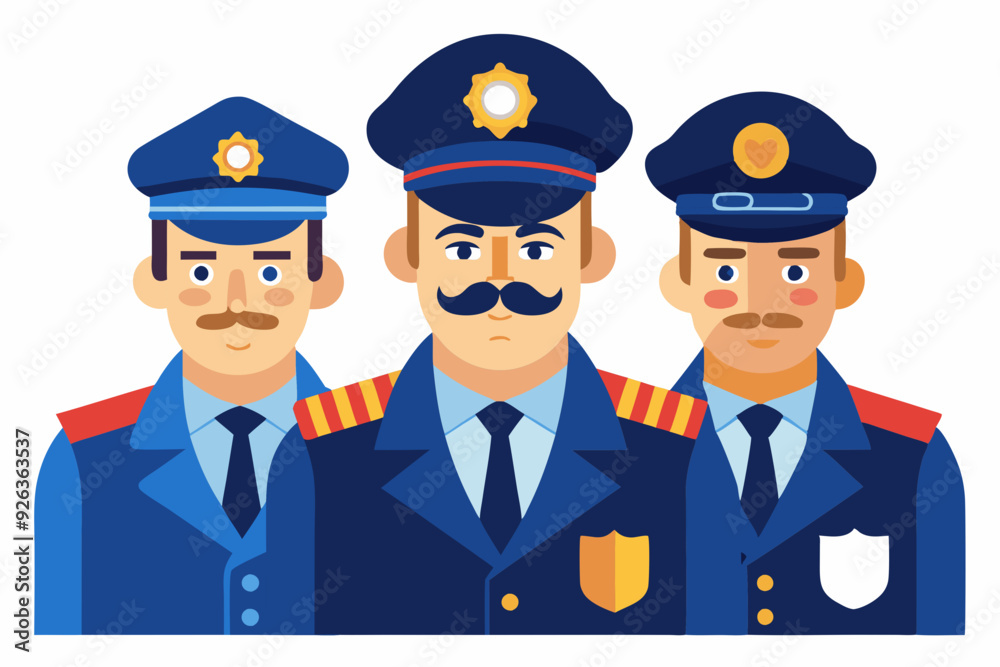 Russian police officers on a white background. Vector illustration
Russian police officers on a white background. Vector illustration