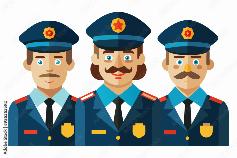 Russian police officers on a white background. Vector illustration
Russian police officers on a white background. Vector illustration