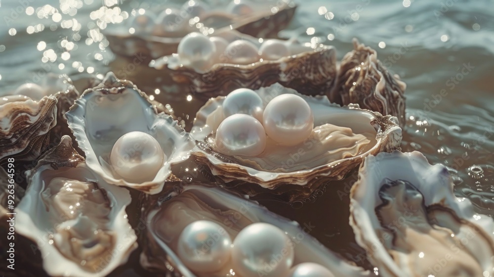 Akoya Pearls Nestled in Oysters with Sparkling Highlights Akoya Pearls Nestled in Oysters with Sparkling Highlights
