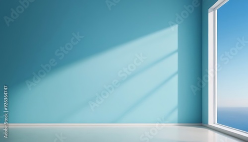 Wallpaper Mural Abstract Empty windows shadow on gradient blue room background. Used for backdrop presentation products for online shop9 Torontodigital.ca