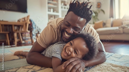 Father and Son Sharing a Joyful Moment at Home