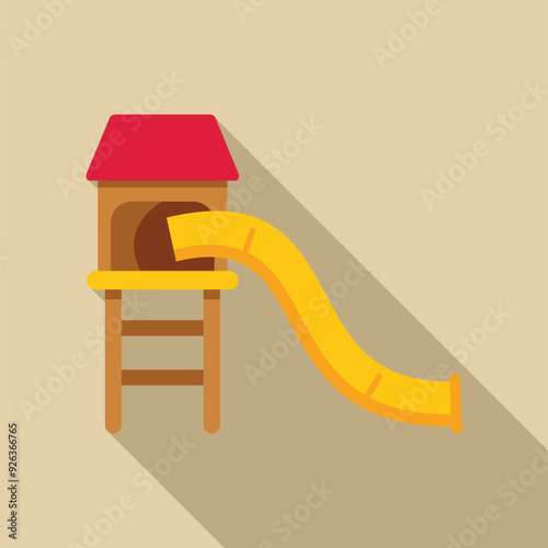 Colorful playground slide is attached to a small wooden playhouse, offering exciting outdoor playtime for kids