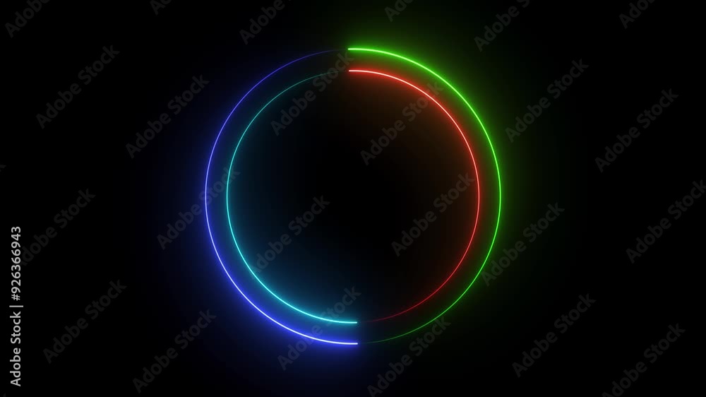 circle shape frame glowing neon lights loop animation on black screen circle shape frame glowing neon lights loop animation on black screen