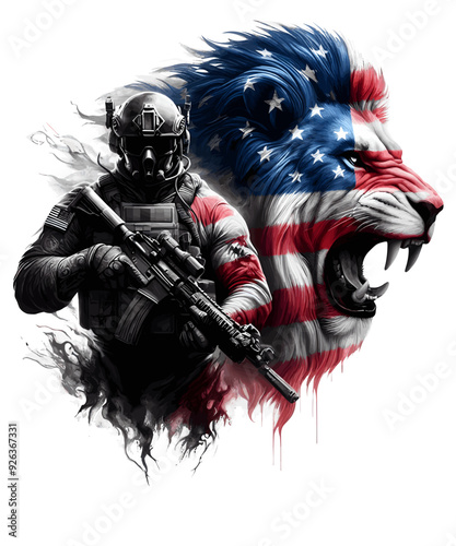 American Lion Patriot Soldier military Army