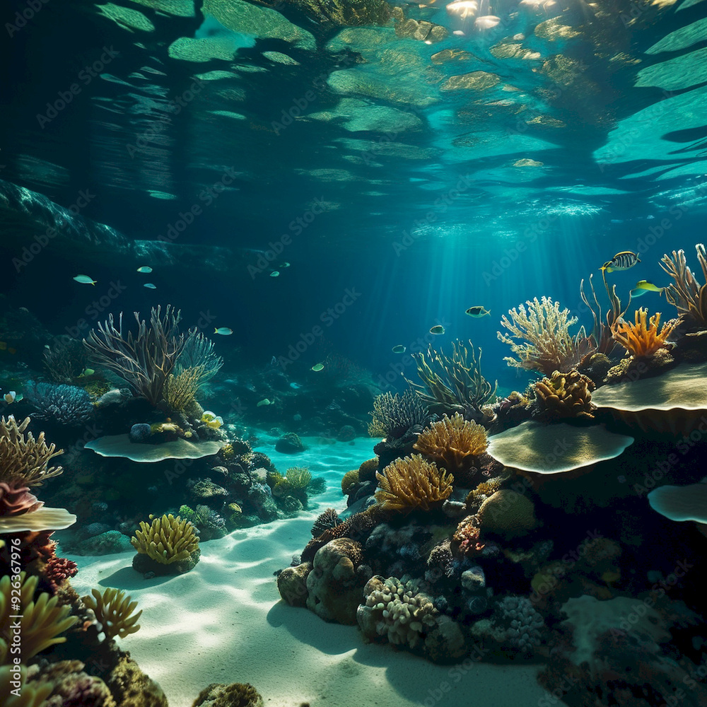 Obraz premium underground beautiful underwater ecosystem clear water Design Very Cool