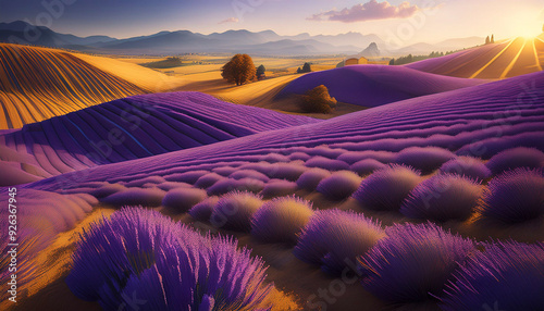 lavender cultivation in large, winding fields and its contribution to the industry