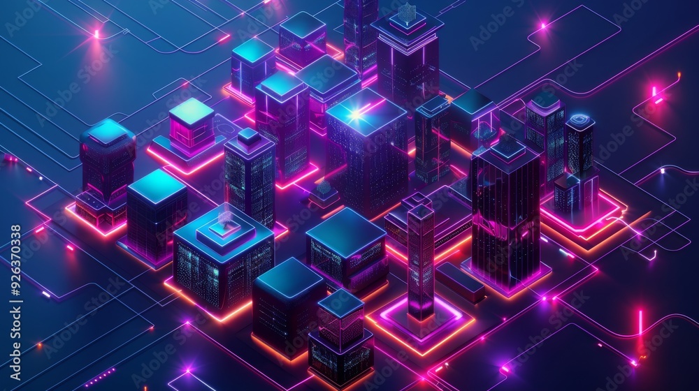 Futuristic Cityscape with Neon Lights Futuristic Cityscape with Neon Lights