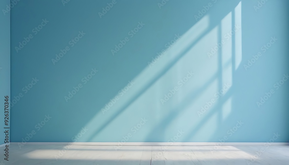 Fototapeta premium Background for product presentation.Empty floor and wall background illuminated by sunlight and plant shadows.3d illustration.14